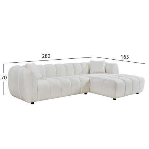 ΚΑΝΑΠΕΣ ΓΩΝΙΑ (ΔΕΞΙΑ) LYKKE HM3326.02R ΕΚΡΟΥ ΥΦΑΣΜΑ 280x89-165(η γωνία)x70Υεκ