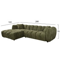 ΚΑΝΑΠΕΣ ΓΩΝΙΑ (ΑΡΙΣΤΕΡΗ) LYKKE HM3326.03L ΠΡΑΣΙΝΟ ΥΦΑΣΜΑ 280x83-160(η γωνία)x80Υεκ