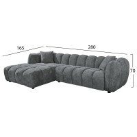 ΚΑΝΑΠΕΣ ΓΩΝΙΑ (ΑΡΙΣΤΕΡΗ) LYKKE HM3326.01L ΓΚΡΙ ΥΦΑΣΜΑ 280x89-165(η γωνία)x70Υ εκ.