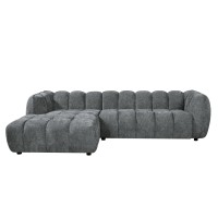 ΚΑΝΑΠΕΣ ΓΩΝΙΑ (ΑΡΙΣΤΕΡΗ) LYKKE HM3326.01L ΓΚΡΙ ΥΦΑΣΜΑ 280x89-165(η γωνία)x70Υ εκ.
