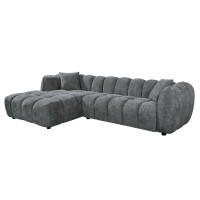 ΚΑΝΑΠΕΣ ΓΩΝΙΑ (ΑΡΙΣΤΕΡΗ) LYKKE HM3326.01L ΓΚΡΙ ΥΦΑΣΜΑ 280x89-165(η γωνία)x70Υ εκ.