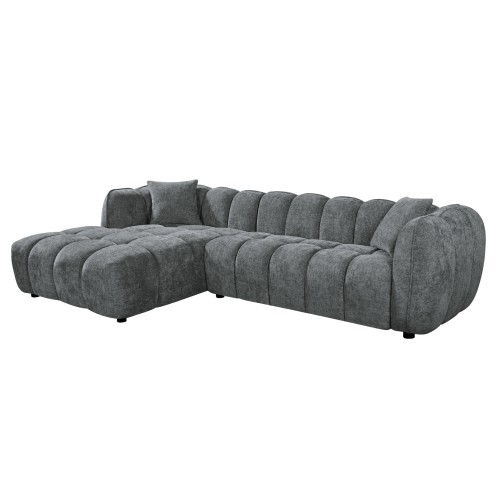 ΚΑΝΑΠΕΣ ΓΩΝΙΑ (ΑΡΙΣΤΕΡΗ) LYKKE HM3326.01L ΓΚΡΙ ΥΦΑΣΜΑ 280x89-165(η γωνία)x70Υ εκ.