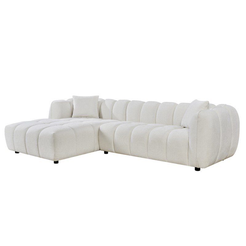 ΚΑΝΑΠΕΣ ΓΩΝΙΑ (ΑΡΙΣΤΕΡΗ) LYKKE HM3326.02L ΕΚΡΟΥ ΥΦΑΣΜΑ 280x89-165(η γωνία)x70Υεκ