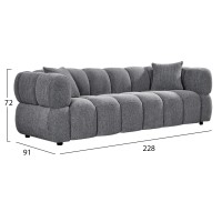 ΚΑΝΑΠΕΣ 3-ΘΕΣΙΟΣ NORIKA HM3331.01 ΓΚΡΙ ΥΦΑΣΜΑ 220x88x85Υεκ.