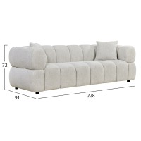 ΚΑΝΑΠΕΣ 3-ΘΕΣΙΟΣ NORIKA HM3331.02 ΕΚΡΟΥ ΥΦΑΣΜΑ 220x88x85Υεκ.
