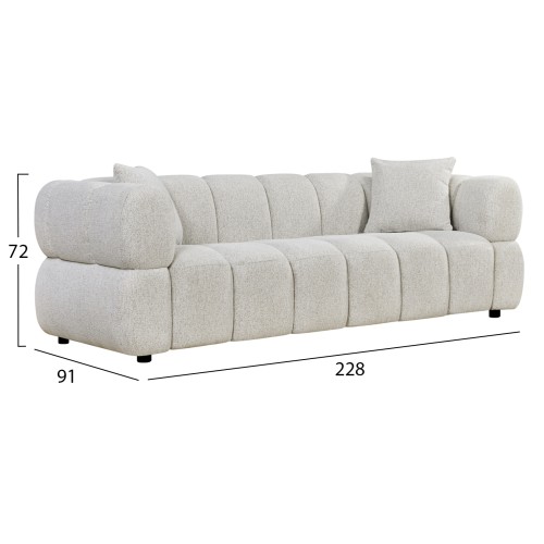ΚΑΝΑΠΕΣ 3-ΘΕΣΙΟΣ NORIKA HM3331.02 ΕΚΡΟΥ ΥΦΑΣΜΑ 220x88x85Υεκ.