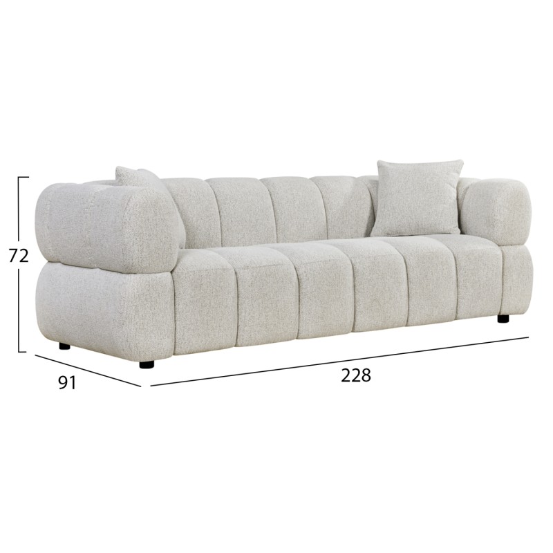 ΚΑΝΑΠΕΣ 3-ΘΕΣΙΟΣ NORIKA HM3331.02 ΕΚΡΟΥ ΥΦΑΣΜΑ 220x88x85Υεκ.