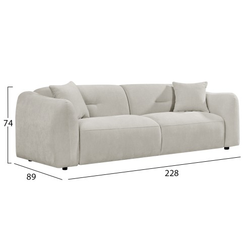ΚΑΝΑΠΕΣ 3-ΘΕΣΙΟΣ JUNOA HM3333.02 ΕΚΡΟΥ ΥΦΑΣΜΑ 228x89x74Υεκ