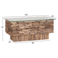ΤΡΑΠΕΖΙ ΣΑΛΟΝΙΟΥ ΟΡΘΟΓΩΝΙΟ SPARROW HM18366 DRIFTWOOD--ΓΥΑΛΙ 105x45x47Υεκ.