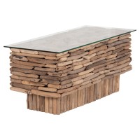 ΤΡΑΠΕΖΙ ΣΑΛΟΝΙΟΥ ΟΡΘΟΓΩΝΙΟ SPARROW HM18366 DRIFTWOOD--ΓΥΑΛΙ 105x45x47Υεκ.