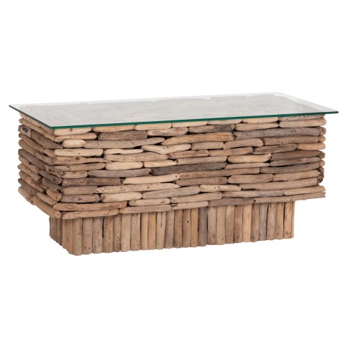 ΤΡΑΠΕΖΙ ΣΑΛΟΝΙΟΥ ΟΡΘΟΓΩΝΙΟ SPARROW HM18366 DRIFTWOOD--ΓΥΑΛΙ 105x45x47Υεκ.