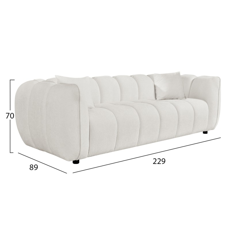 ΚΑΝΑΠΕΣ 3-ΘΕΣΙΟΣ LYKKE HM3323.02 ΕΚΡΟΥ ΥΦΑΣΜΑ 229x89x70Υεκ