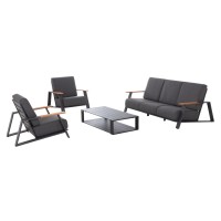ΣΕΤ ΣΑΛΟΝΙ 4ΤΜΧ LAITH HM6551.01 ΑΛΟΥΜΙΝΙΟ & ΜΑΞΙΛΑΡΙΑ ΓΚΡΙ