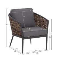 ΣΕΤ ΣΑΛΟΝΙ 4ΤΜΧ CASSIAN HM6552.01 ΑΛΟΥΜΙΝΙΟ & ΜΑΞΙΛΑΡΙΑ ΓΚΡΙ-ΜΠΕΖ P.E.RATTAN