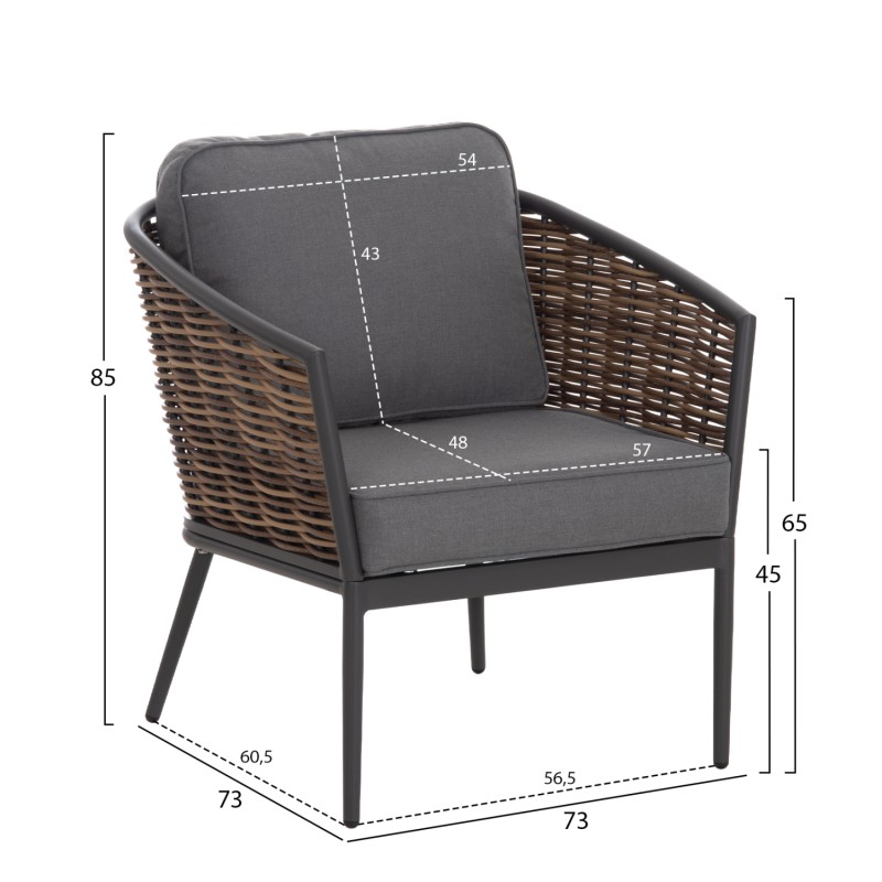 ΣΕΤ ΣΑΛΟΝΙ 4ΤΜΧ CASSIAN HM6552.01 ΑΛΟΥΜΙΝΙΟ & ΜΑΞΙΛΑΡΙΑ ΓΚΡΙ-ΜΠΕΖ P.E.RATTAN