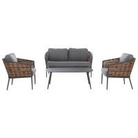 ΣΕΤ ΣΑΛΟΝΙ 4ΤΜΧ CASSIAN HM6552.01 ΑΛΟΥΜΙΝΙΟ & ΜΑΞΙΛΑΡΙΑ ΓΚΡΙ-ΜΠΕΖ P.E.RATTAN