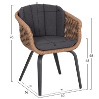 ΣΕΤ ΤΡΑΠΕΖΑΡΙΑΣ 7ΤΜΧ VICTUS HM10862.01 ΓΚΡΙ ΑΛΟΥΜ.-SINTERED STONE-OLEFIN--WICKER