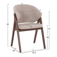 Σετ-2Τεμ.ΚΑΡΕΚΛΑ HANA HM9746.11 RUBBERWOOD ΣΕ ΚΑΡΥΔΙ ΧΡΩΜΑ-ΜΠΕΖ ΥΦΑΣΜΑ 55,5x60x85Yεκ.