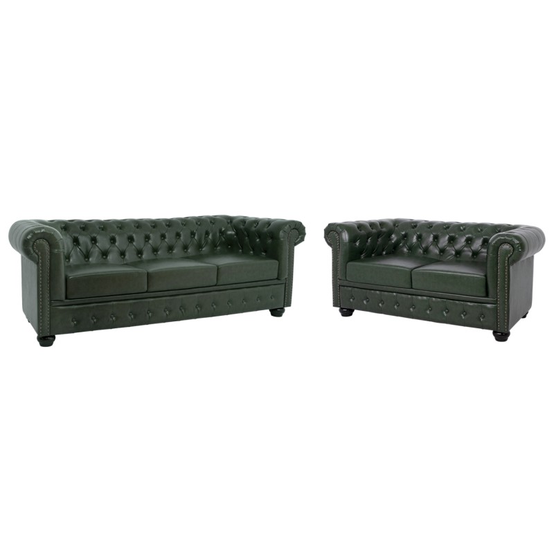 ΣΕΤ ΚΑΝΑΠΕΣ 2ΘΕΣΙΟΣ & 3ΘΕΣΙΟΣ HM10911.08 PU ΔΕΡΜΑ Τ.CHESTERFIELD ΚΥΠΑΡΙΣΣΙ