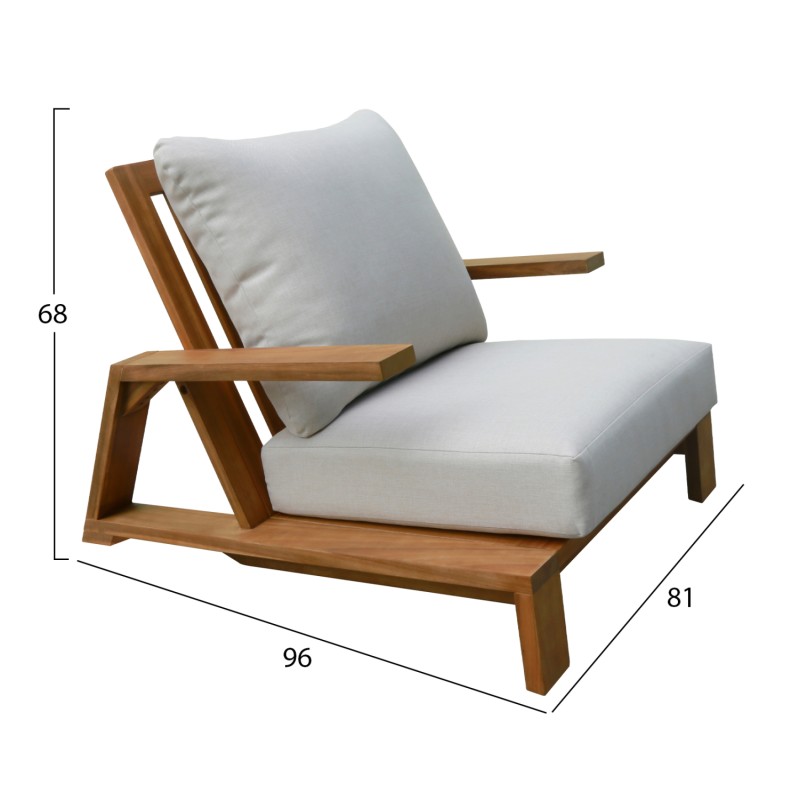 ΠΟΛΥΘΡΟΝΑ LOUNGE MIREX HM6641 ΞΥΛΟ ΑΚΑΚΙΑΣ ΦΥΣΙΚΟ-ΕΚΡΟΥ ΜΑΞΙΛΑΡΙΑ 80x96x62Υεκ