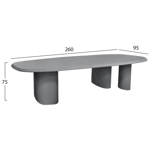 ΤΡΑΠΕΖΙ ΤΡΑΠΕΖΑΡΙΑΣ FIBER CEMENT ΟΒΑΛ GLEN HM6598.01 ΓΚΡΙ 260x95x75Υεκ
