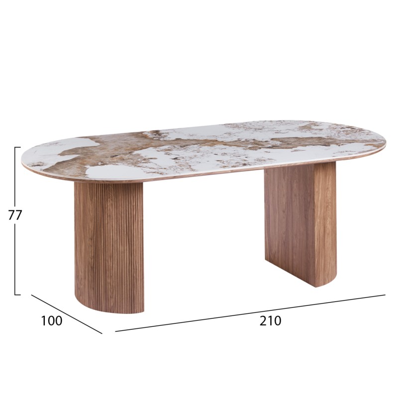 ΤΡΑΠΕΖΙ ΟΒΑΛ MARBLEX HM18428 ΚΕΡΑΜΙΚΟ TOP ΣΕ PANDORA--MDF ΠΟΔΙΑ 210x100x77Υεκ
