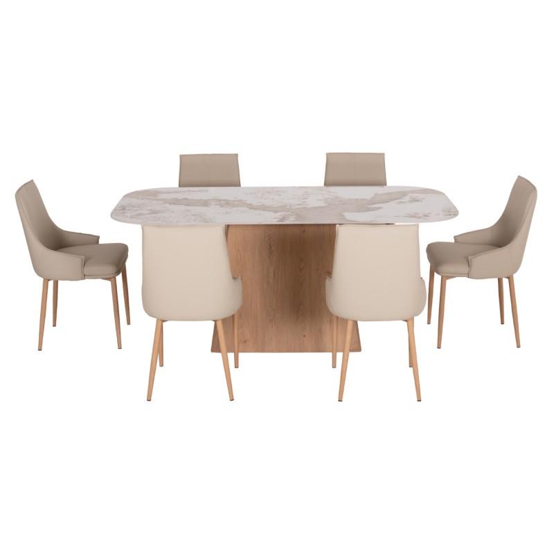 ΣΕΤ ΤΡΑΠΕΖΑΡΙΑΣ 7ΤΜΧ NORDU HM21359 ΚΕΡΑΜΙΚΟ TOP/MDF ΒΑΣΗ--PU ΚΡΕΜ/ΜΕΤΑΛ.ΠΟΔΙΑ