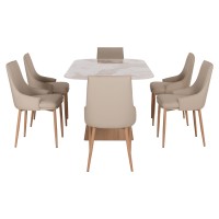 ΣΕΤ ΤΡΑΠΕΖΑΡΙΑΣ 7ΤΜΧ NORDU HM21359 ΚΕΡΑΜΙΚΟ TOP/MDF ΒΑΣΗ--PU ΚΡΕΜ/ΜΕΤΑΛ.ΠΟΔΙΑ