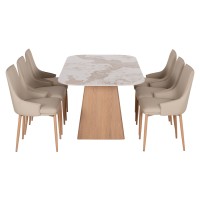 ΣΕΤ ΤΡΑΠΕΖΑΡΙΑΣ 7ΤΜΧ NORDU HM21359 ΚΕΡΑΜΙΚΟ TOP/MDF ΒΑΣΗ--PU ΚΡΕΜ/ΜΕΤΑΛ.ΠΟΔΙΑ