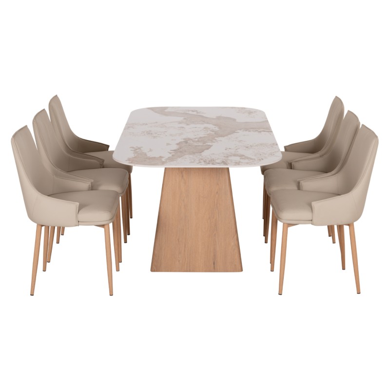 ΣΕΤ ΤΡΑΠΕΖΑΡΙΑΣ 7ΤΜΧ NORDU HM21359 ΚΕΡΑΜΙΚΟ TOP/MDF ΒΑΣΗ--PU ΚΡΕΜ/ΜΕΤΑΛ.ΠΟΔΙΑ