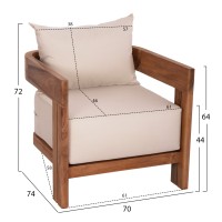LOUNGE ΣΕΤ KIOTO HM10960 ΤΡΑΠΕΖΑΚΙ & 2 ΠΟΛΥΘΡΟΝΕΣ--ΞΥΛΟ TEAK--ΜΠΕΖ ΜΑΞΙΛΑΡΙΑ