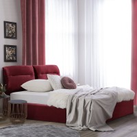 ΚΡΕΒΑΤΙ ΜΕ ΣΤΡΩΜΑ & ΑΠΟΘ.ΧΩΡΟ KENDRA HM10767.03 ΚΟΚΚΙΝΟ ΒΕΛΟΥΔΟ--ΓΙΑ 160x200εκ