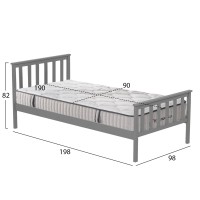 ΚΡΕΒΑΤΙ ΠΑΙΔΙΚΟ ΜΕ ΣΤΡΩΜΑ GIMLY HM10751.03 ΞΥΛΟ ΠΕΥΚΟΥ ΣΕ ΓΚΡΙ ΓΙΑ ΣΤΡΩΜΑ 90x190εκ