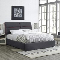 ΚΡΕΒΑΤΙ ΔΙΠΛΟ ΜΕ ΣΤΡΩΜΑ KENDRA HM10762 ΓΚΡΙ ΥΦΑΣΜΑ--ΓΙΑ ΣΤΡΩΜΑ 150x200εκ