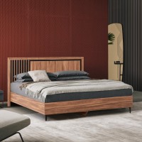 ΚΡΕΒΑΤΙ ΔΙΠΛΟ & ΣΤΡΩΜΑ HARRY HM10764 ΜΕΛΑΜΙΝΗ ΦΥΣΙΚΟ ΞΥΛΟΥ-ΜΑΥΡΟ--ΓΙΑ 160x200εκ