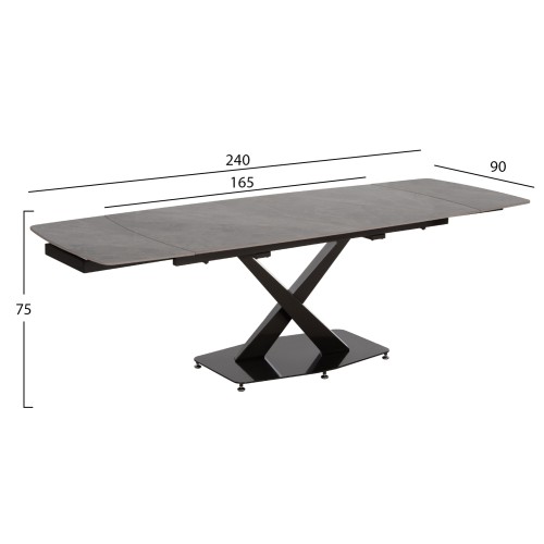 ΤΡΑΠΕΖΙ ΕΠΕΚΤΕΙΝΟΜΕΝΟ HOKU HM18410 ΚΕΡΑΜΙΚΟ TOP ΣΕ ΓΚΡΙ ΜΑΡΜΑΡΟ 165/240x90x75Υεκ.