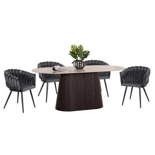 ΣΕΤ ΤΡΑΠΕΖΑΡΙΑΣ 5ΤΜΧ CATER HM12118.01 ΚΕΡΑΜΙΚΟ TOP ΟΒΑΛ--ΓΚΡΙ ΒΕΛΟΥΔΟ