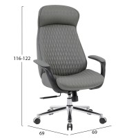 ΚΑΡΕΚΛΑ ΓΡΑΦΕΙΟΥ PREMIUM VELUM HM1233.10 ΓΚΡΙ PU--ΒΑΣΗ ΧΡΩΜΙΟΥ 71x69x116-122Υεκ.