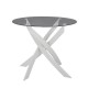 Τραπέζι ArteLibre HEKLA Λευκό/Γκρι Γυαλί/Μέταλλο 90x90x74cm