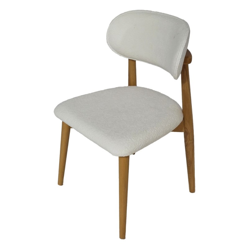 Artekko Bomonti Λευκή Καρέκλα με Μπουκλέ Ύφασμα (50x50x85)cm