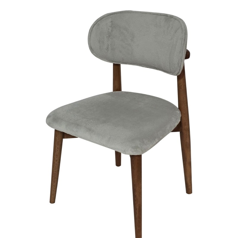 Artekko Bomonti Γκρι Καρέκλα με Μπουκλέ Ύφασμα (50x50x85)cm