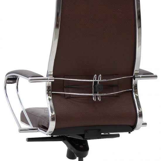 Καρέκλα γραφείου εργονομική Samurai-9 Megapap από τεχνόδερμα σε καφέ 70x70x120/130εκ.