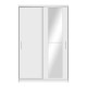 Ντουλάπα ρούχων Slide Megapap συρόμενη με καθρέφτη σε χρώμα λευκό 120x52x182εκ.
