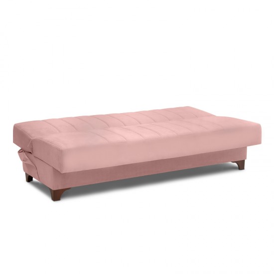Καναπές - κρεβάτι Victor Megapap τριθέσιος βελούδινος με αποθηκευτικό χώρο σε σάπιο μήλο 190x84x90εκ.