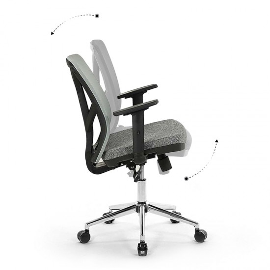 Καρέκλα εργασίας Worm Maxi Megapap υφασμάτινη χρώμα γκρι 60x62x105εκ.