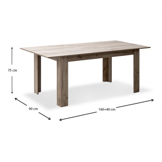 Τραπέζι Keller Megapap επεκτεινόμενο από μελαμίνη χρώμα oak 160+40x90x75εκ.
