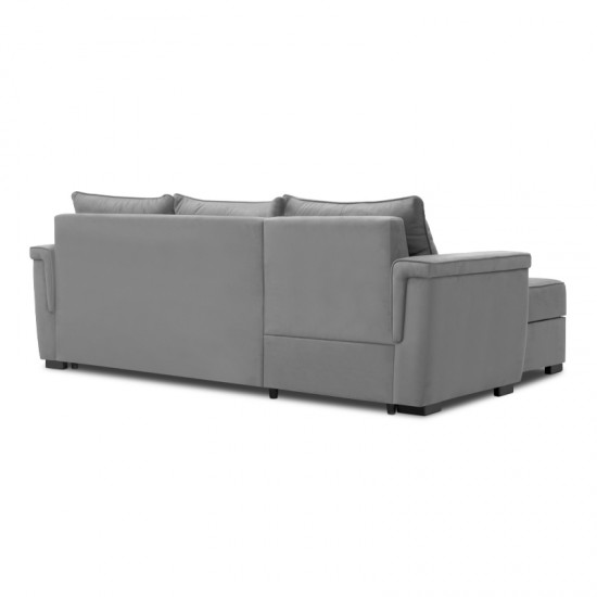 Γωνιακός καναπές - κρεβάτι Puglia Megapap αναστρέψιμος υφασμάτινος χρώμα ανοιχτό γκρι 250x90-165x82εκ.