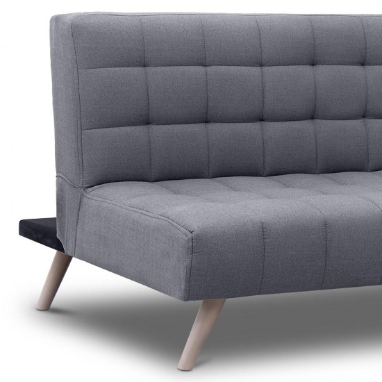 Καναπές - κρεβάτι Trentino Megapap τριθέσιος υφασμάτινος χρώμα σκούρο γκρι 183x92x80εκ.