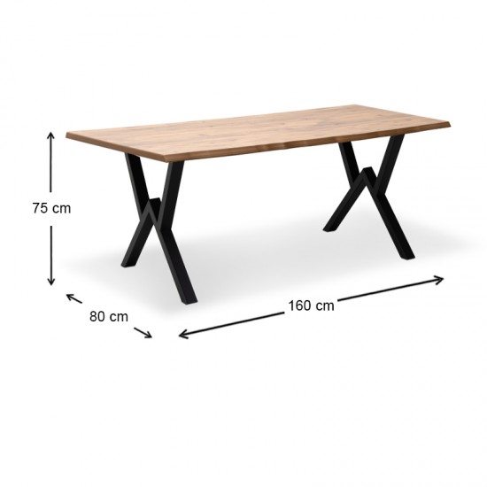 Τραπέζι Walter Megapap Mdf - μεταλλικό χρώμα ακακίας 160x80x75εκ.