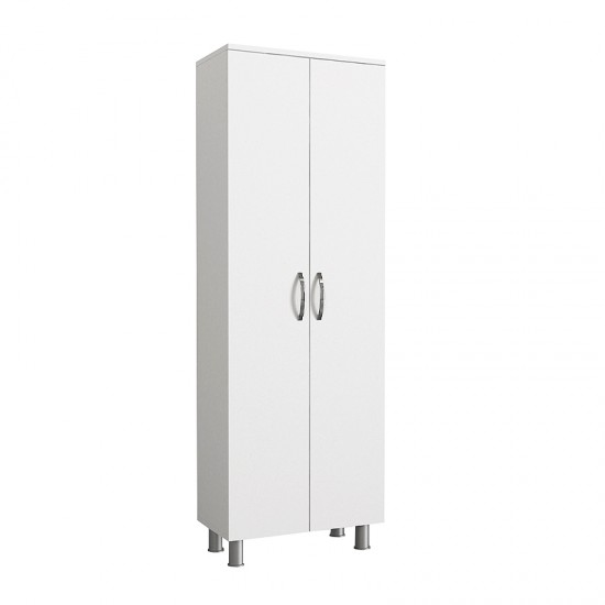 Ντουλάπι κουζίνας/μπάνιου - παπουτσοθήκη Amedeo Megapap μελαμίνης χρώμα λευκό 59,4x31,5x161,5εκ.
